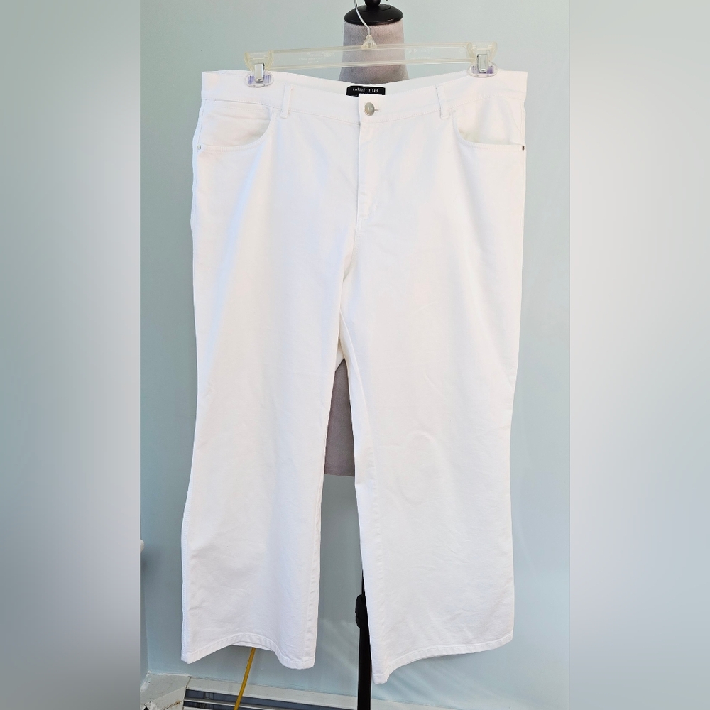 Lafayette 148 NY white 5-pocket wide leg cropped 25" inseam pants sz 14